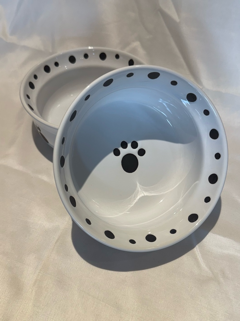Paws & Fish Signature Housewares White Stoneware Paw Print Dog Bowl Set of 2